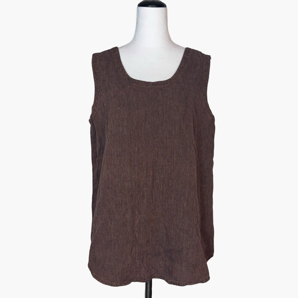 Click Color Me 100% Linen Lagenlook Tunic Tank Top XL Earthy Minimalist Boho USA